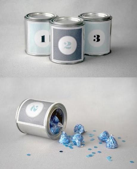 Latas con bombones como regalo para los invitados