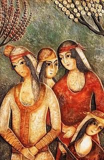 Concierto en el jardín. med: 65x96x3 cm.