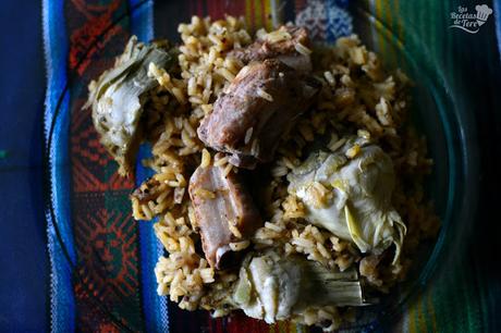 receta de arroz con costilla de cerdo y alcachofas tererecetas 03