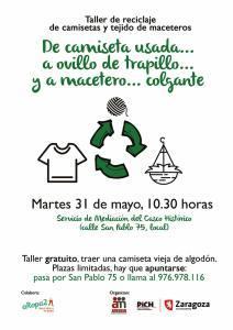 Taller gratuito, reutilización de camisetas viejas a maceteros colgantes.