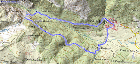 Mapa de la ruta a la Cascada de Sotillo