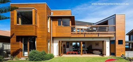 Contrafachada de casa de playa contemporánea en Australia del Sur año 2013