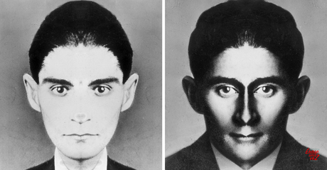 El rostro de Franz Kafka si fuera simétrico