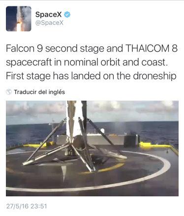 Increíble video del descenso de la primera etapa del Falcon 9