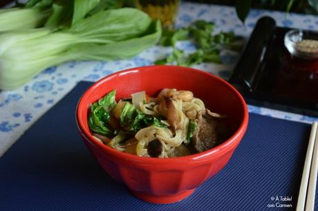 Noodles con Ternera, Gambas y Verduras