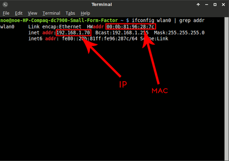 ifconfig Linux terminal