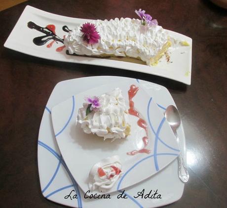 Tarta de crema de naranja, con merengue