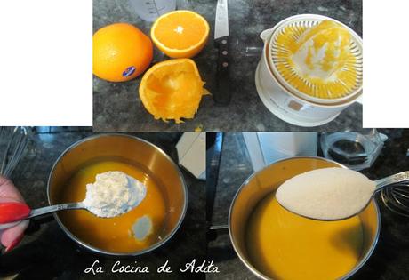 Tarta de crema de naranja, con merengue