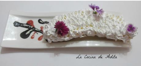 Tarta de crema de naranja, con merengue