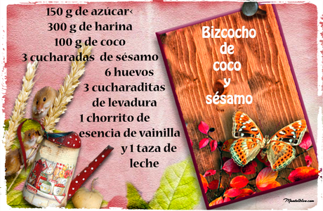 Bizcocho de coco y sésamo Etiqueta