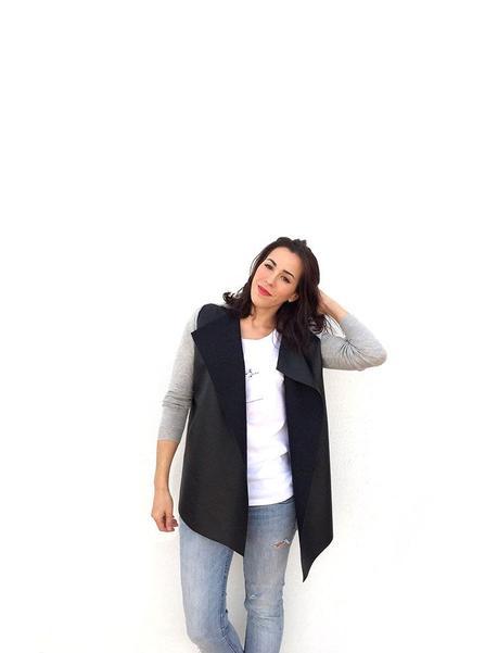 Chaqueta de punto y polipiel de un cardigan básico -DIY-