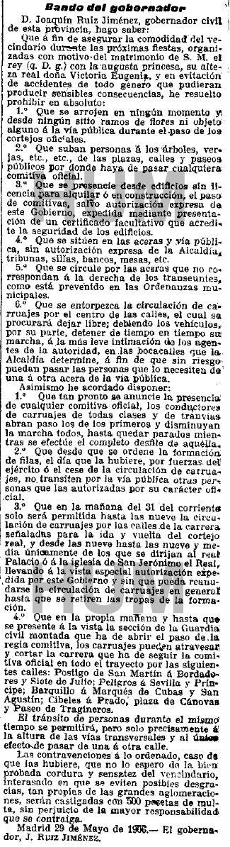 110 Aniversario de una boda trágica. Madrid, 1906