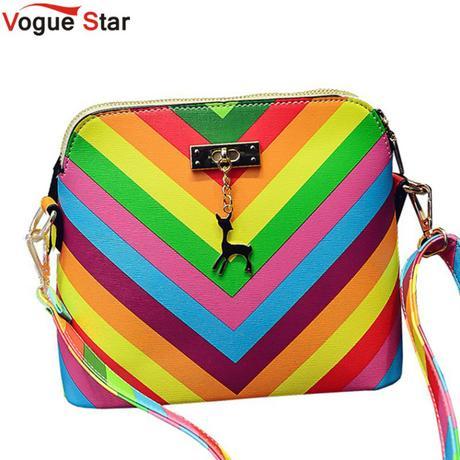 Vogue-Estrella-2016-Rainbow-shell-bolsa-de-playa-de-verano-Famosa-marca-de-moda-de-cuero