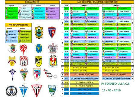 Torneo Ulla C.F. 2016 Prebenjamín, benjamín y alevín: Horarios