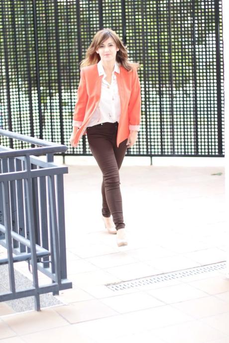 blazer rojo anaranjado de mango