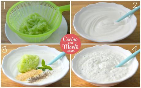 Tzatziki griego, salsa yogur griega, salsa de yogur casera, con pepino, salsa ligera, sana, dieta, light, fácil, rápida, Cocina con Marta