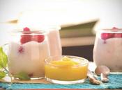Receta Mousse yogur frambuesa salsa mango