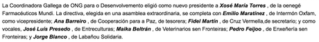 Noticia de la nueva directiva de ese año 2005