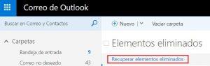 Restaurar correos en Outlook.com