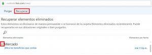 correos eliminados en Outlook.com