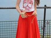 Falda midi plisada camiseta dior