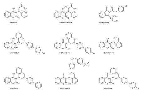 Estructuras de los rodenticidas anticoagulantes tóxicos para la reproducción