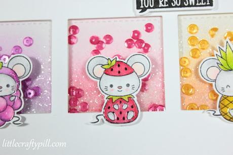 Cute shaker card colored with pencils Cute shaker card colored with pencils