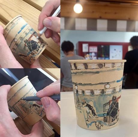 Las impresionantes ilustraciones panorámicas en vasos de café de Adrian Hogan