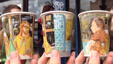 Las impresionantes ilustraciones panorámicas en vasos de café de Adrian Hogan
