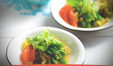 Receta de Ensalada con pomelo y aliño oriental para cenar Receta Ensalada con pomelo y aliño oriental