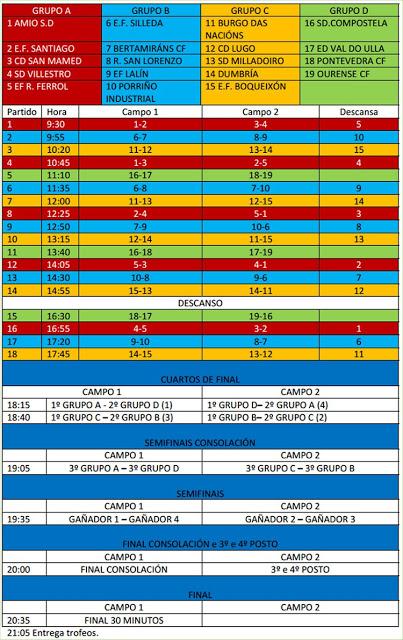 Torneo C.D. San Mamed 2016 Alevín y Benjamín: Equipos y horarios
