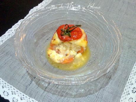 Tomate relleno de gambas con jugo de espumoso de parmesano de Martín Berasategui