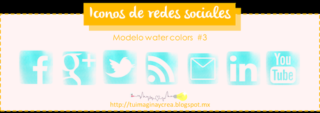 27 iconos sociales estilo water colors