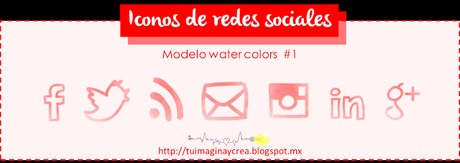 27 iconos sociales estilo water colors