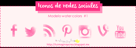 27 iconos sociales estilo water colors