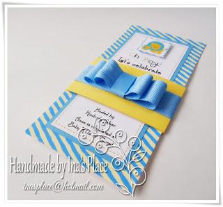Invitación Baby Shower - It's A Boy - Blue & Yellow Handmade Baby Shower Invitation.