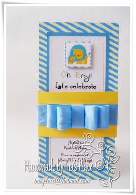 Invitación Baby Shower - It's A Boy - Blue & Yellow Handmade Baby Shower Invitation.