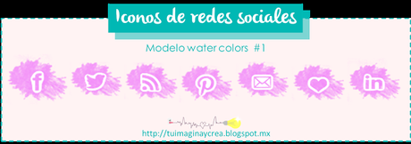27 iconos sociales estilo water colors