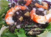 Ensalada lentejas caviar gambones