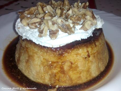 FLAN DE HUEVO, NATA Y NUECES