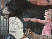 Pinturas hiperrealistas niños animales explorando restos urbanos