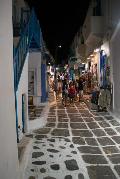 Paseo nocturno por Chora, capital de Mykonos