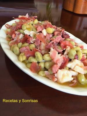 ENSALADA DE HABITAS BABY, PULPO Y JAMON