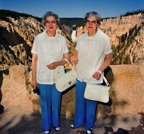 Twins With Matching Outfits At Lower Falls Overlook Yellowstone National Park Wy