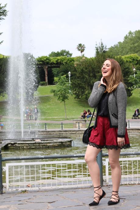 Outfit chic con shorts lenceros