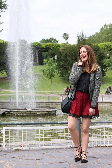 Outfit chic con shorts lenceros