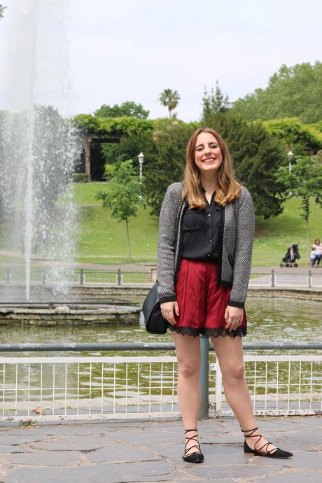Outfit chic con shorts lenceros