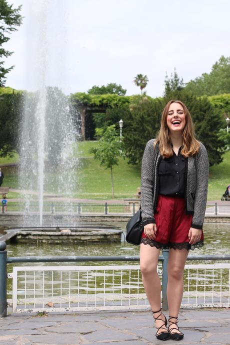 Outfit chic con shorts lenceros