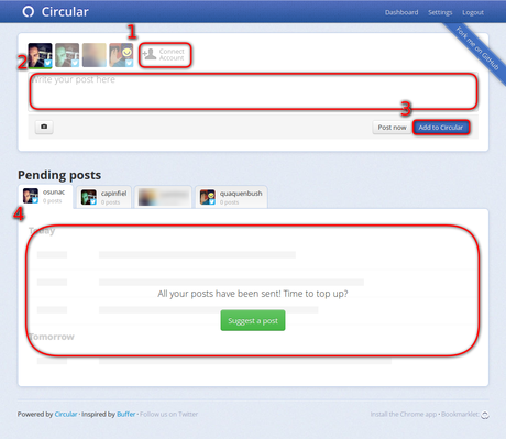 Circular.io - Programa tuits en varios perfiles de Twitter a la vez Circular.io - Programa tuits en varios perfiles de Twitter a la vez