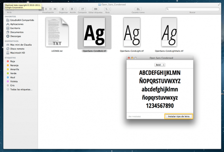 Paso 2 Instalar Google Font Mac